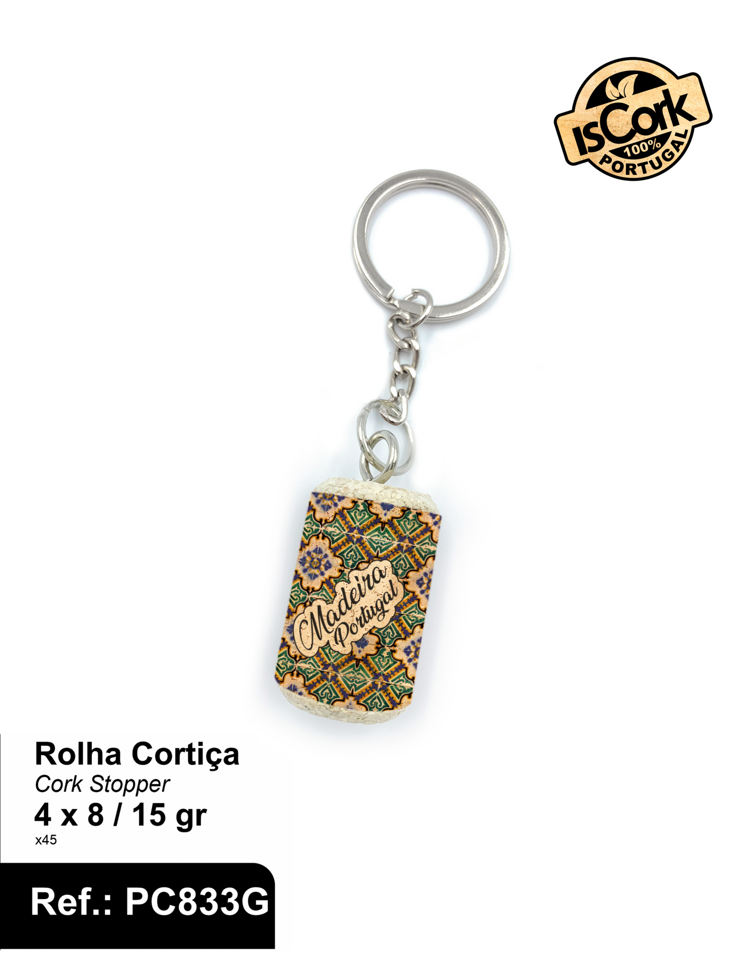 Porta Chave Rolha Cortiça Madeira G373