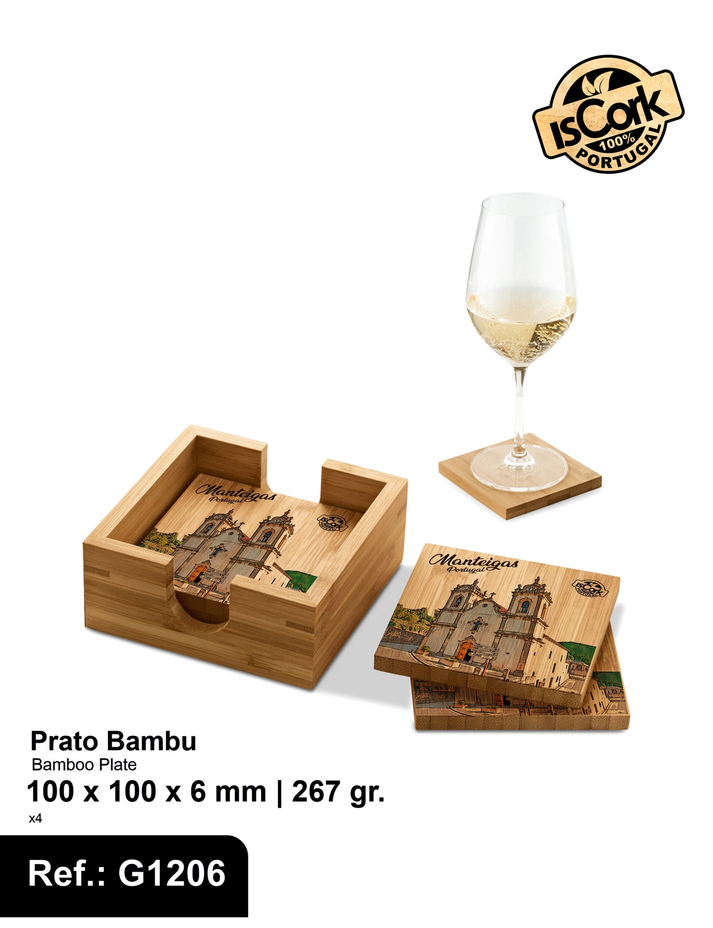 Base para Copo Bambú Manteigas I-11