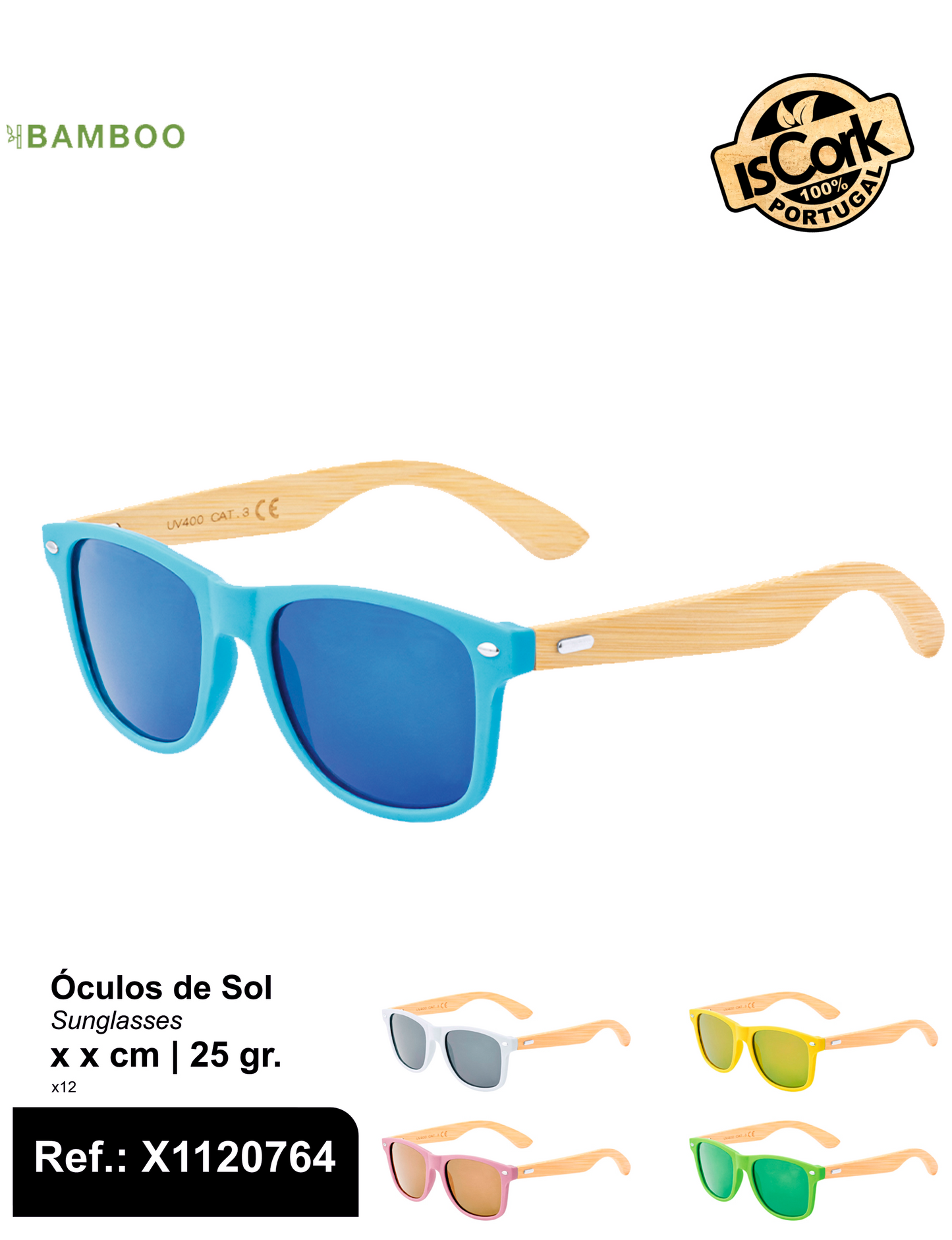 Óculos de Sol em Bambu com Lentes Espelhadas