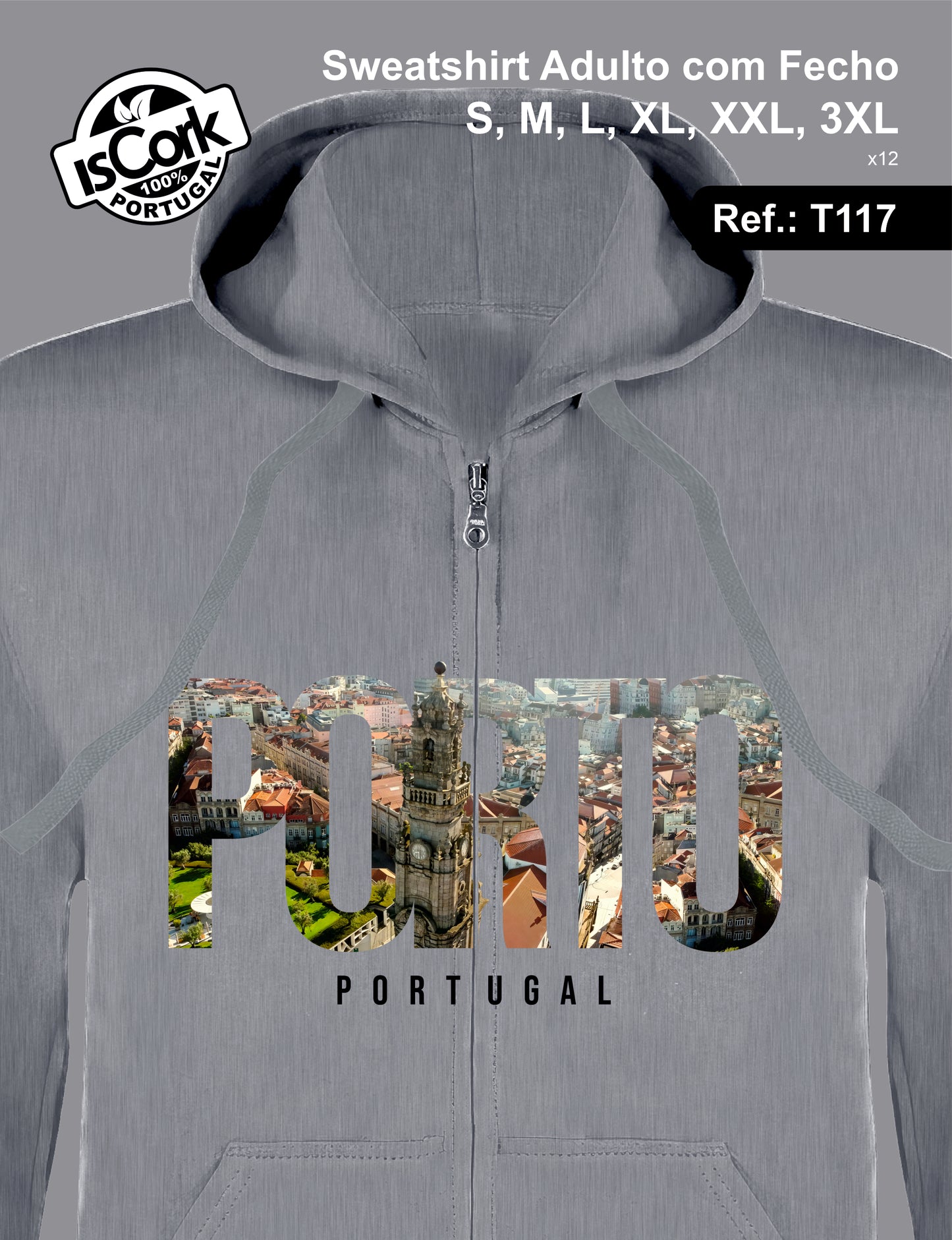 Sweatshirt Adulto c/fecho Porto T201
