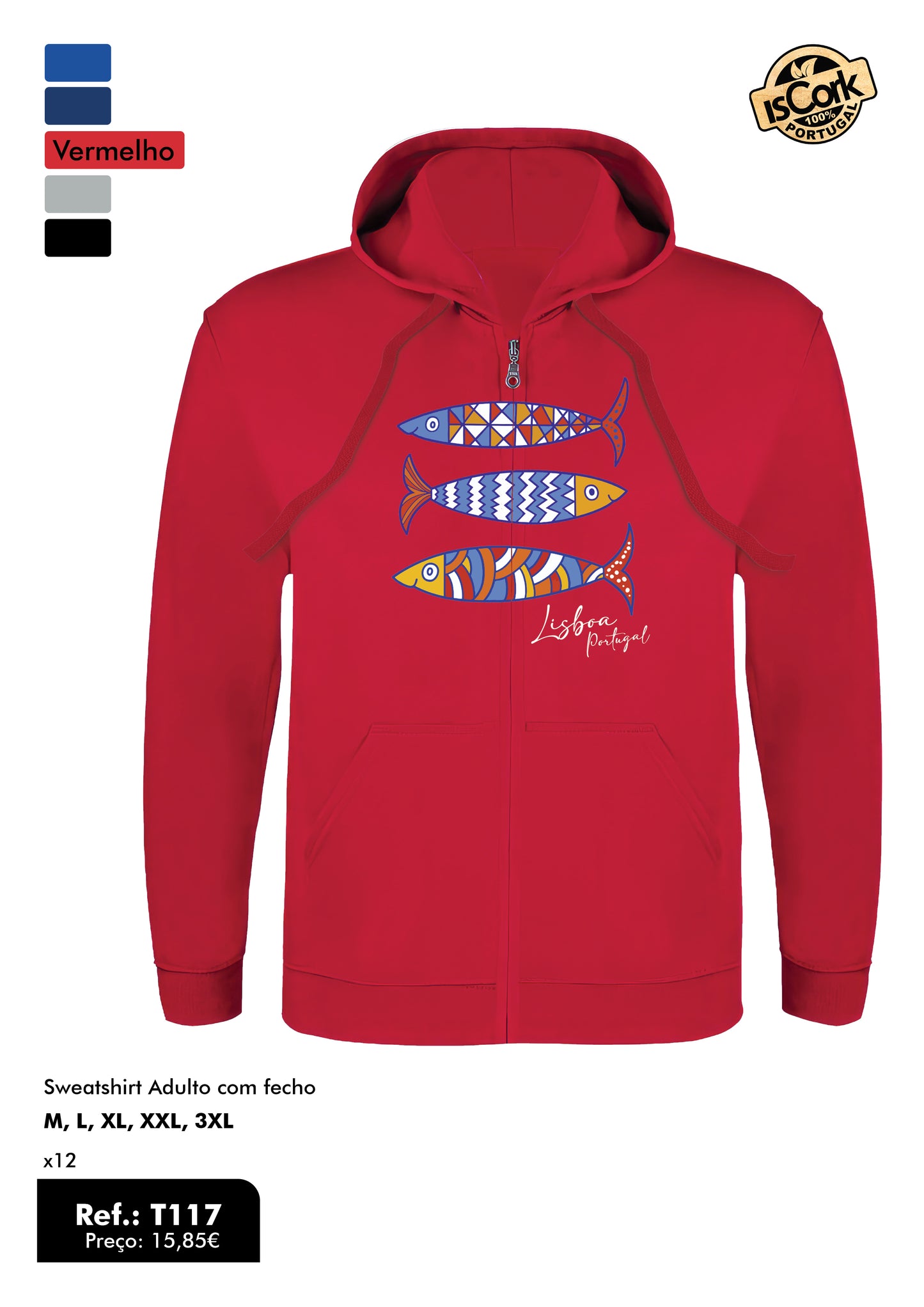 Sweatshirt Adulto com fecho - Ref. T117