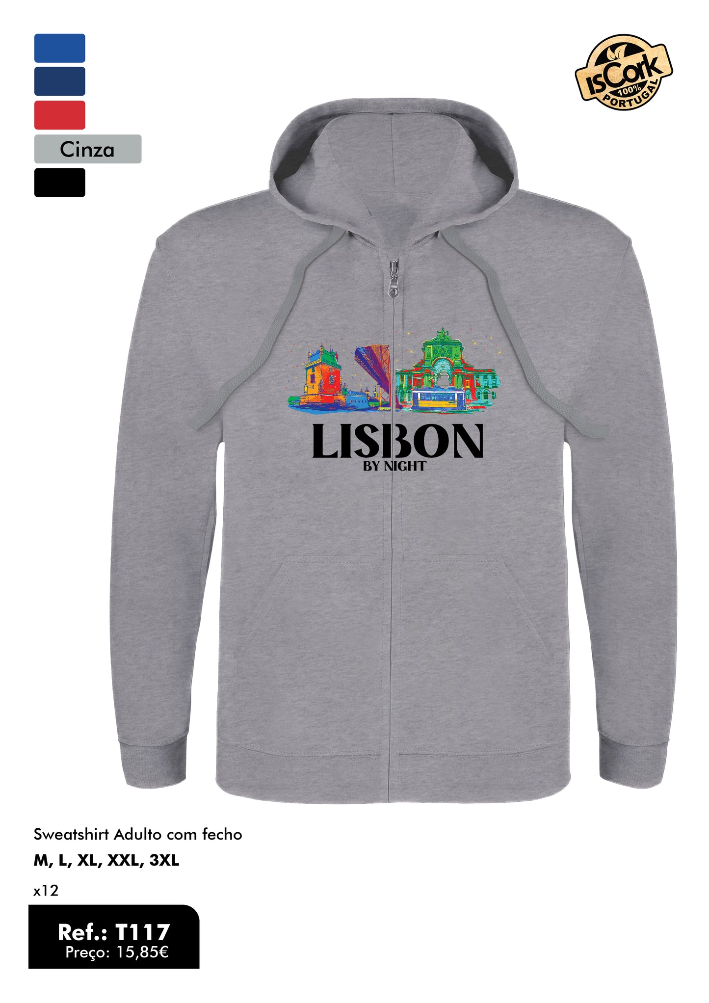 Sweatshirt Adulto Com Fecho - T117