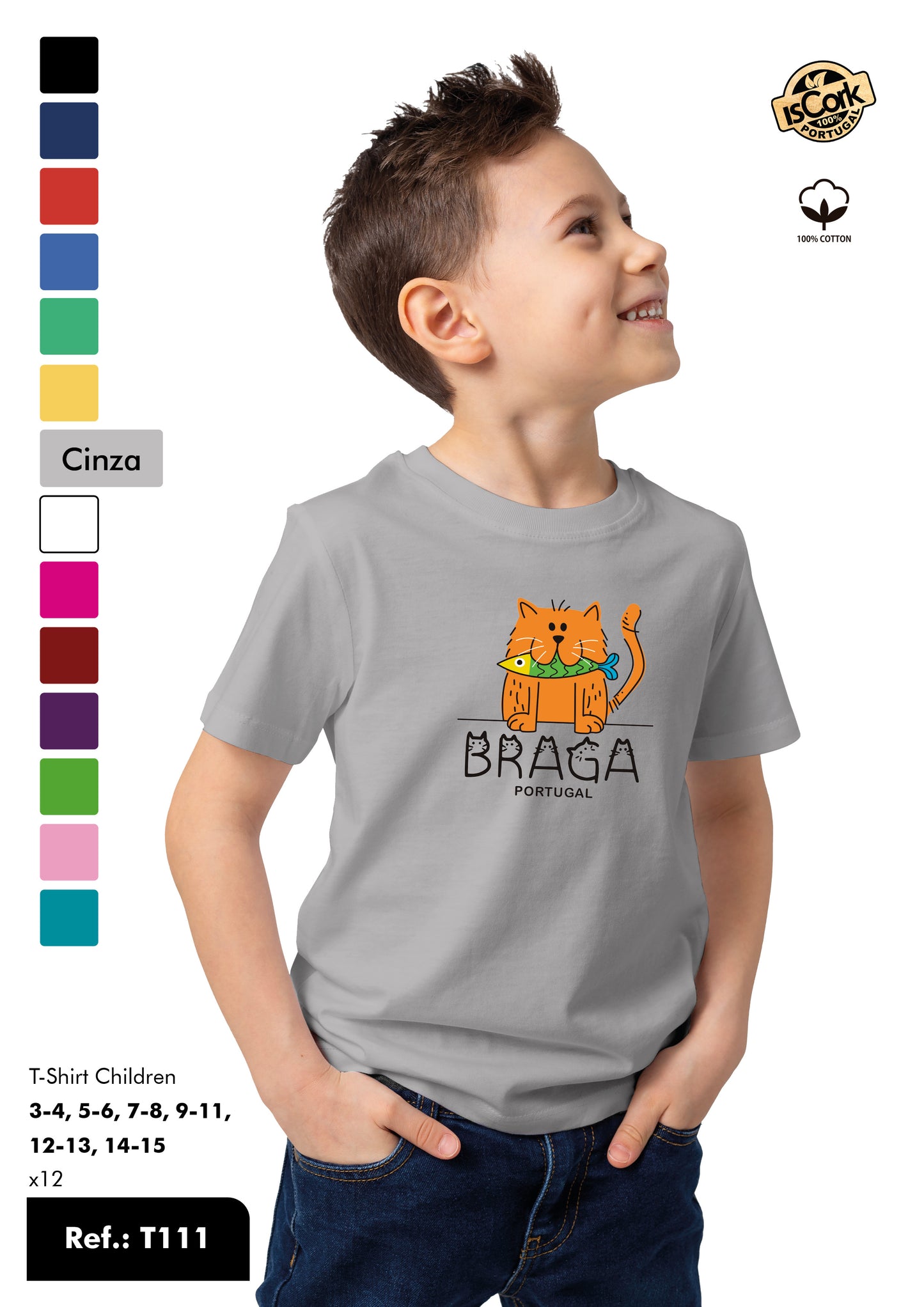T-shirt Kids Ref.: T111 - Padrão G987 - Braga