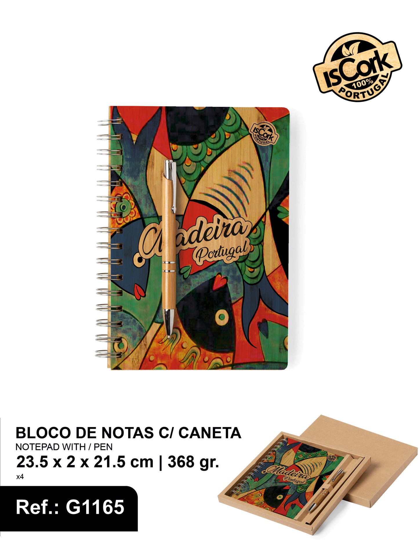 Bloco de Notas c/ Caneta Madeira G291