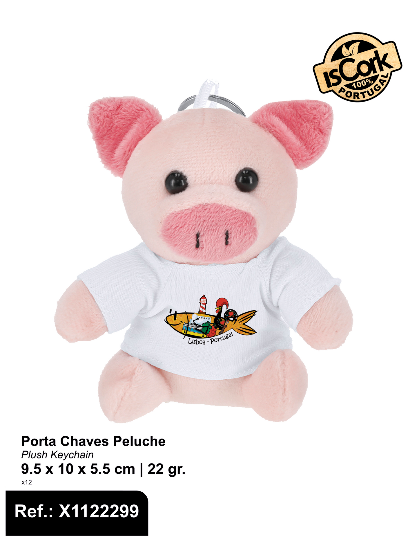 Porta Chaves Porquinho Peluche Lisboa G906