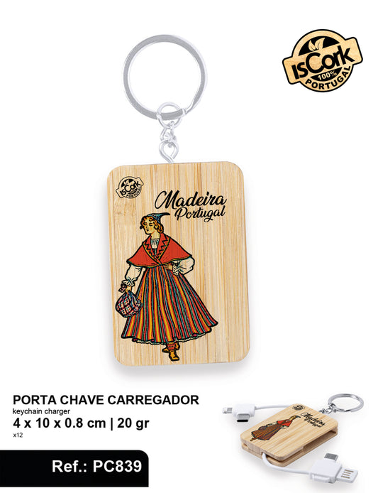 Porta Chave Carregador Madeira I-06