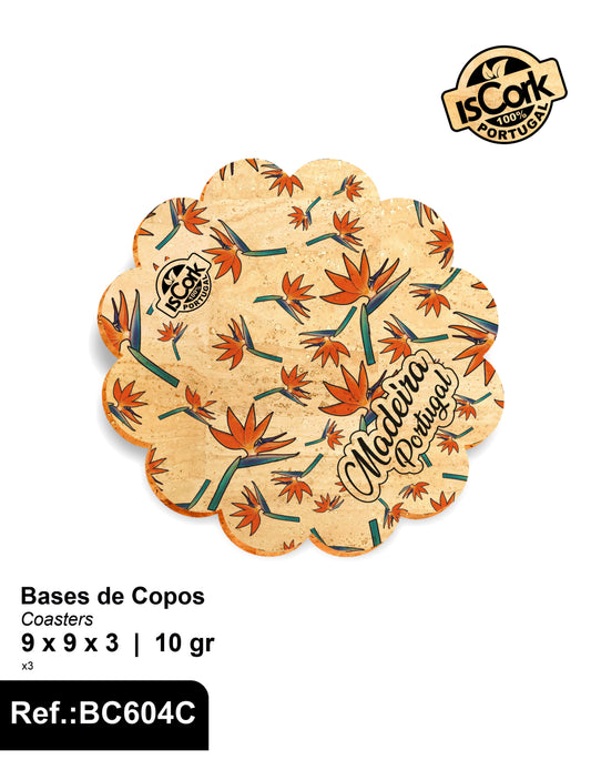 Base de Copos Flor Madeira I-08