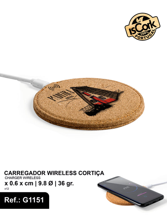 Carregador Wireless Cortiça Madeira I-222