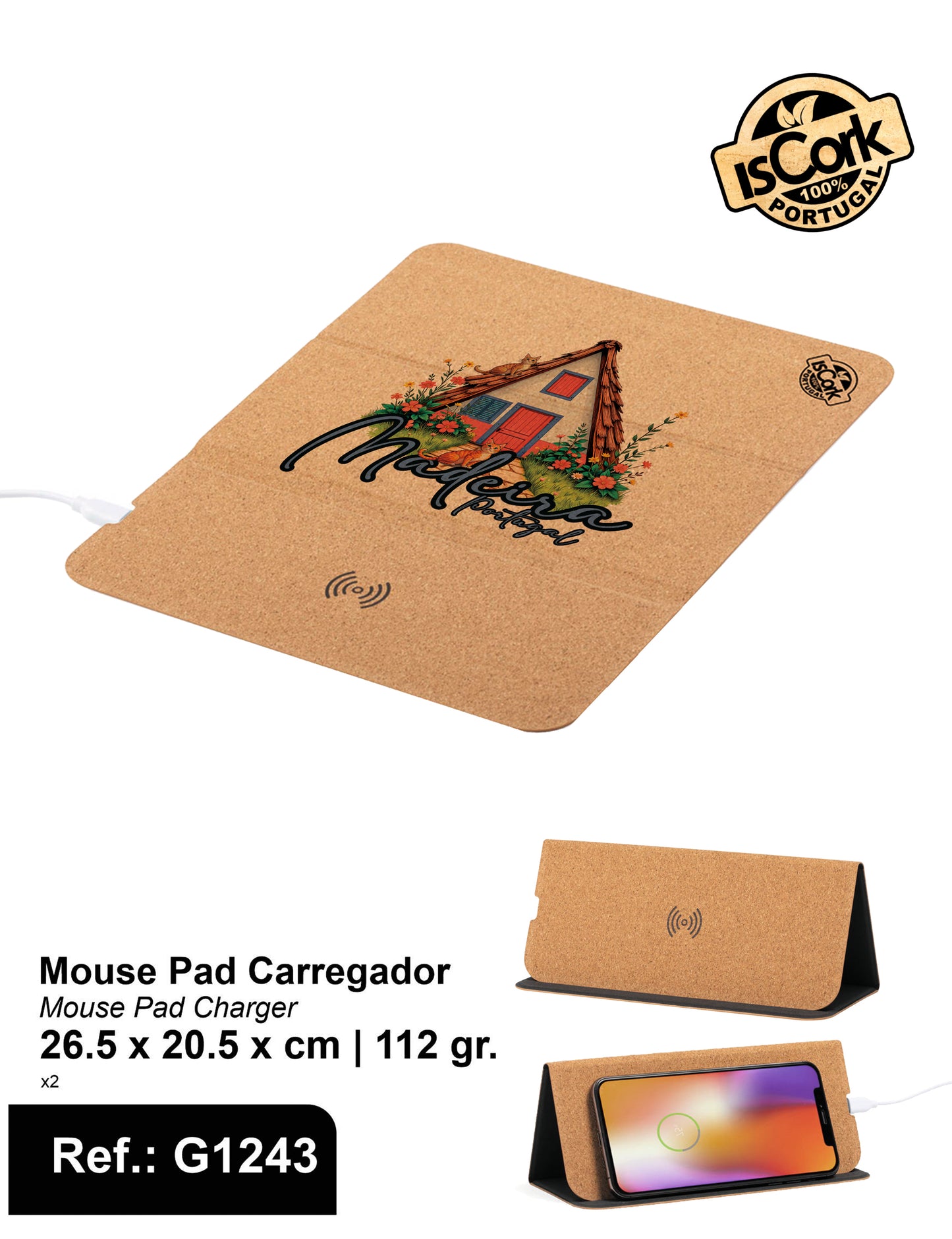 Mouse Pad Carregador Madeira I-257