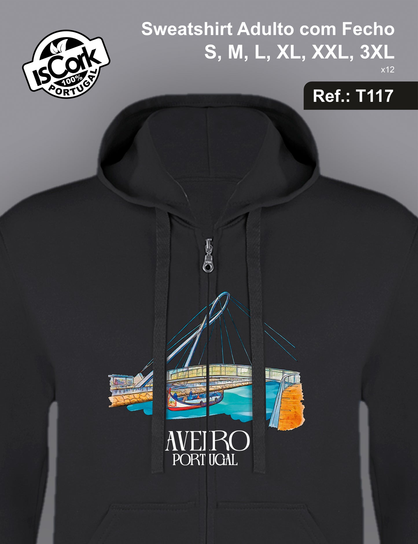 Sweatshirt Adulto c/fecho Aveiro T21