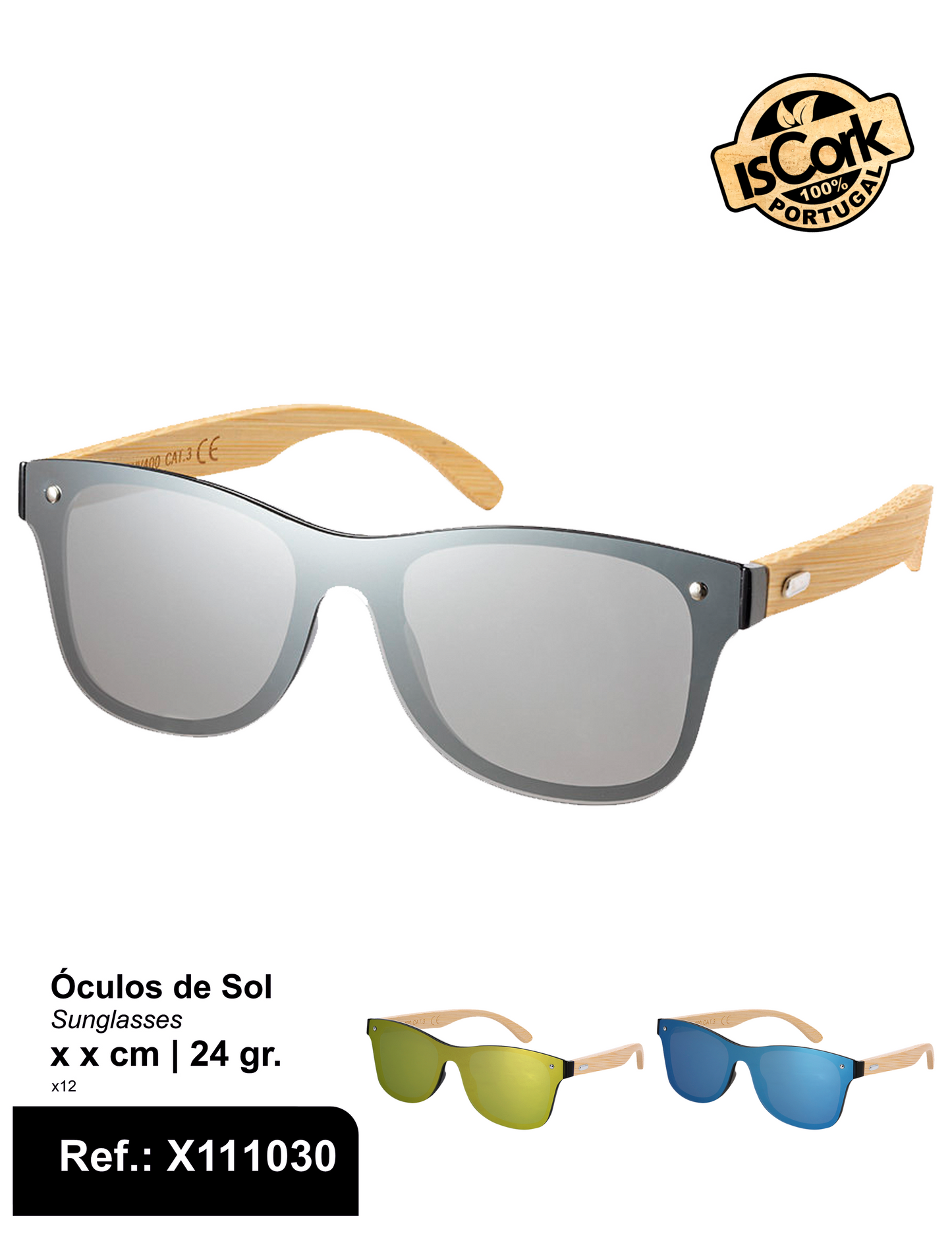 Óculos de Sol em Bambu Lentes Espelhadas